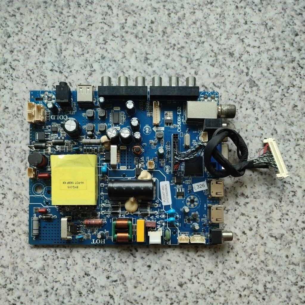 mb mainboard tv polytron pld 24T1850 copotan panel pecah