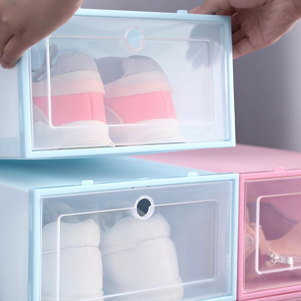 HOT DEALS HC KOTAK SEPATU PLASTIK TRANSPARAN TEBAL SERBAGUNA STORAGE BOX ORGANIZER RAK SEPATU MUDAH