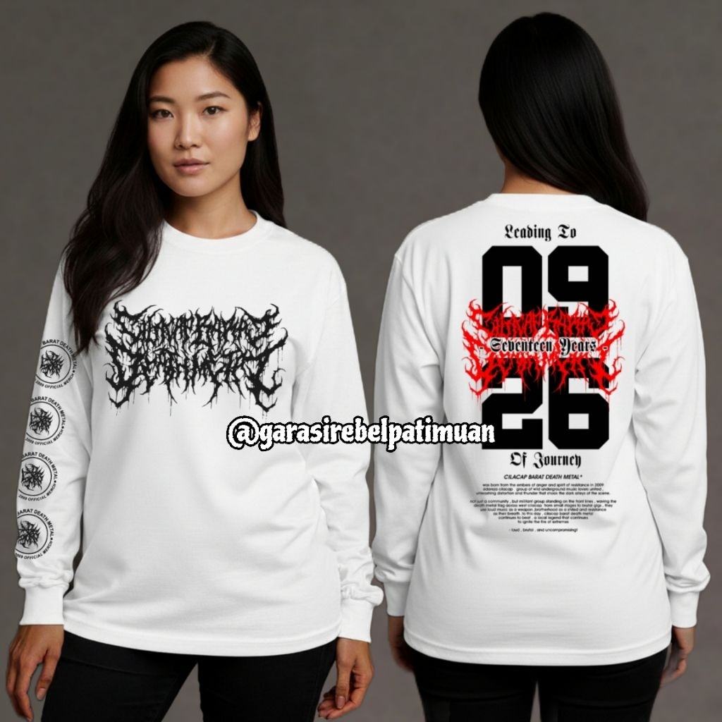 ORIGINAL LONGSLEEVE CBDM CILACAP BARAT DEATH METAL X GARASI REBEL DISTRO KAOS KOMUNITAS UNDERGROUND 