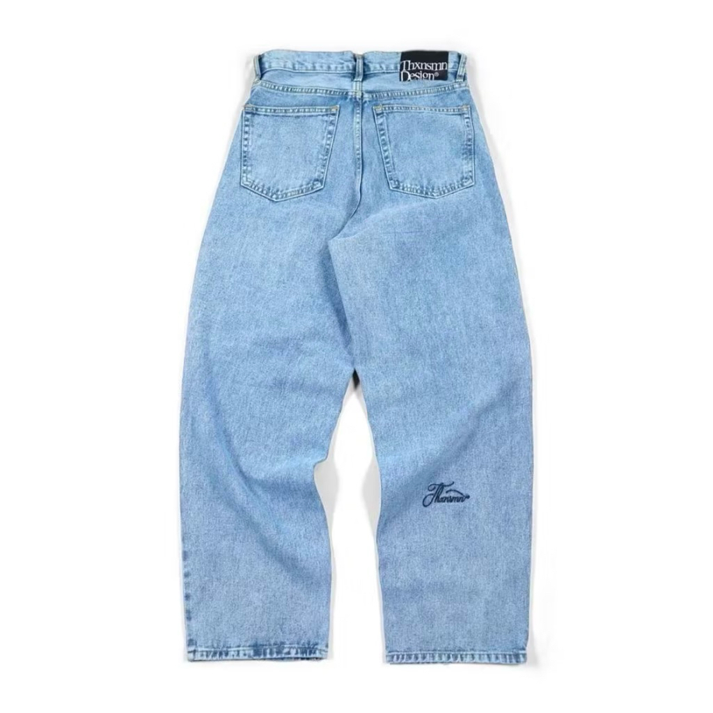 Denim Pants Ginna Script Embroidery Light Blue Thxsmn