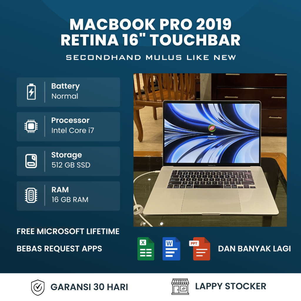 Macbook Pro 2019 16 Inch SSD 512GB RAM 16GB SILVER