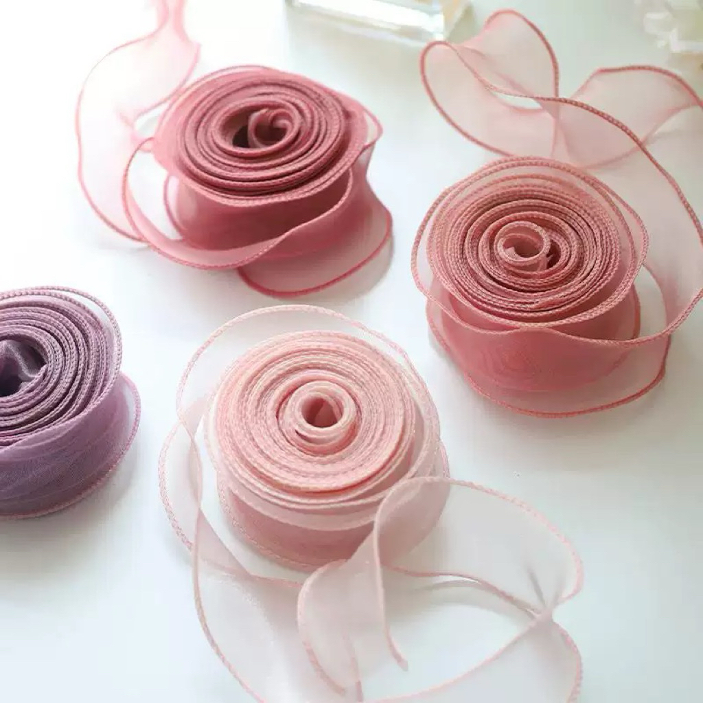 [1 ROLL 10 YARD] Pita Korea 4 cm | Pita Organza | Organza Ribbon | Fishtail Ribbon