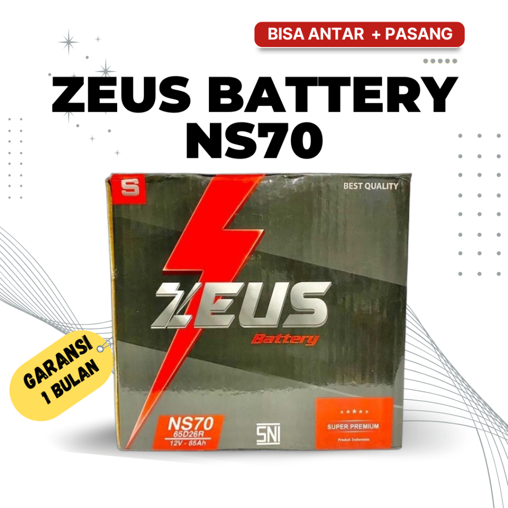 Aki Mobil Mitsubishi Lancer, Galant, Kuda Bensin NS70 65D26R ZEUS