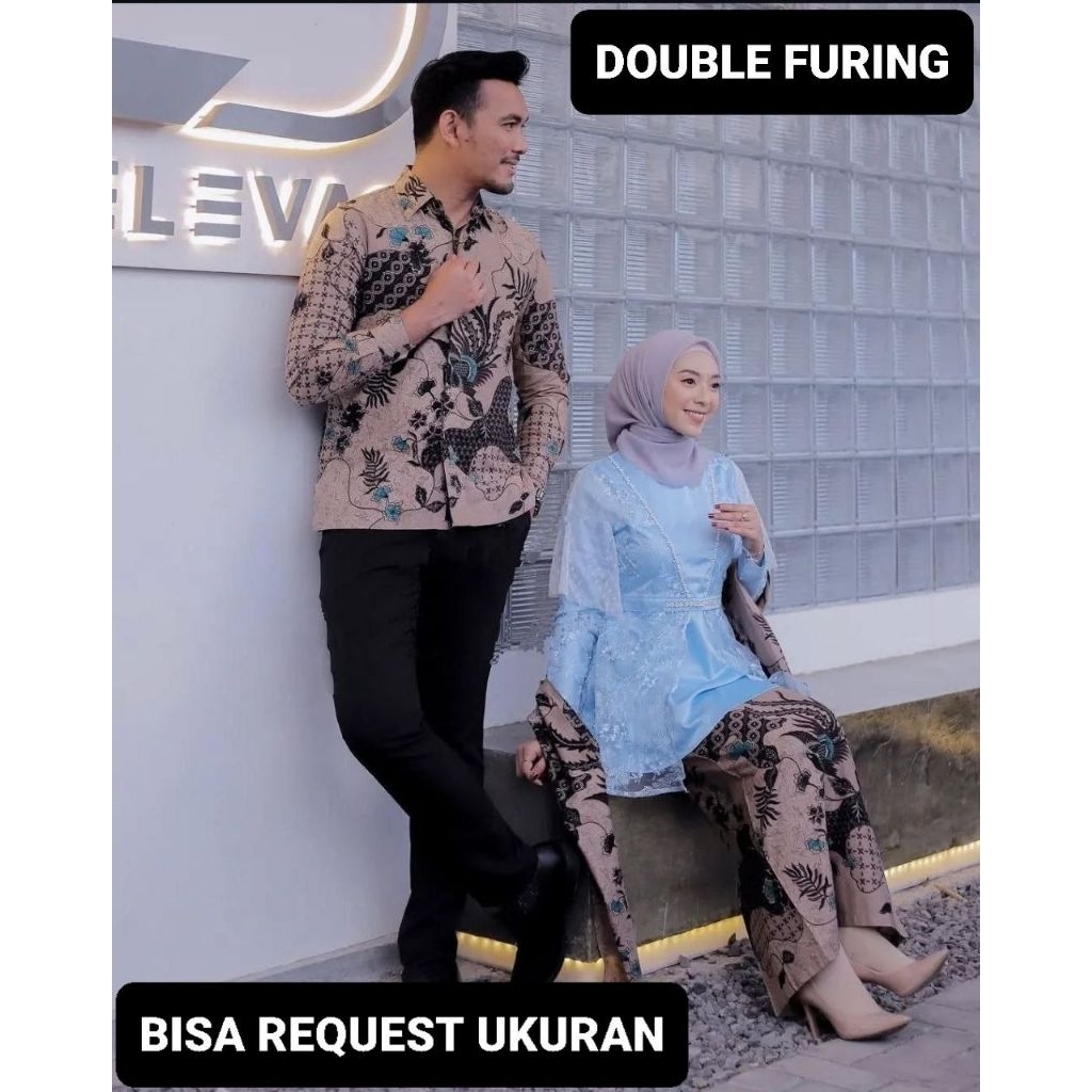 KEMEJA & ROK DOUBLE FURING PREMIUM / BAJU SERAGAM BATIK COUPLE PASANGAN SARIMBIT KELUARGA CUSTOM ANA