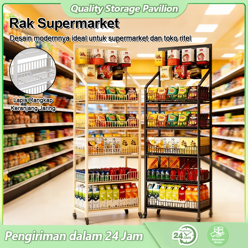 Rak Chiki Serbaguna/Rak Snack Rak Toko Jajan/Rak Gawang Sembako 4 Dan 5 Susun/Rak Toko Rak Penyimpan