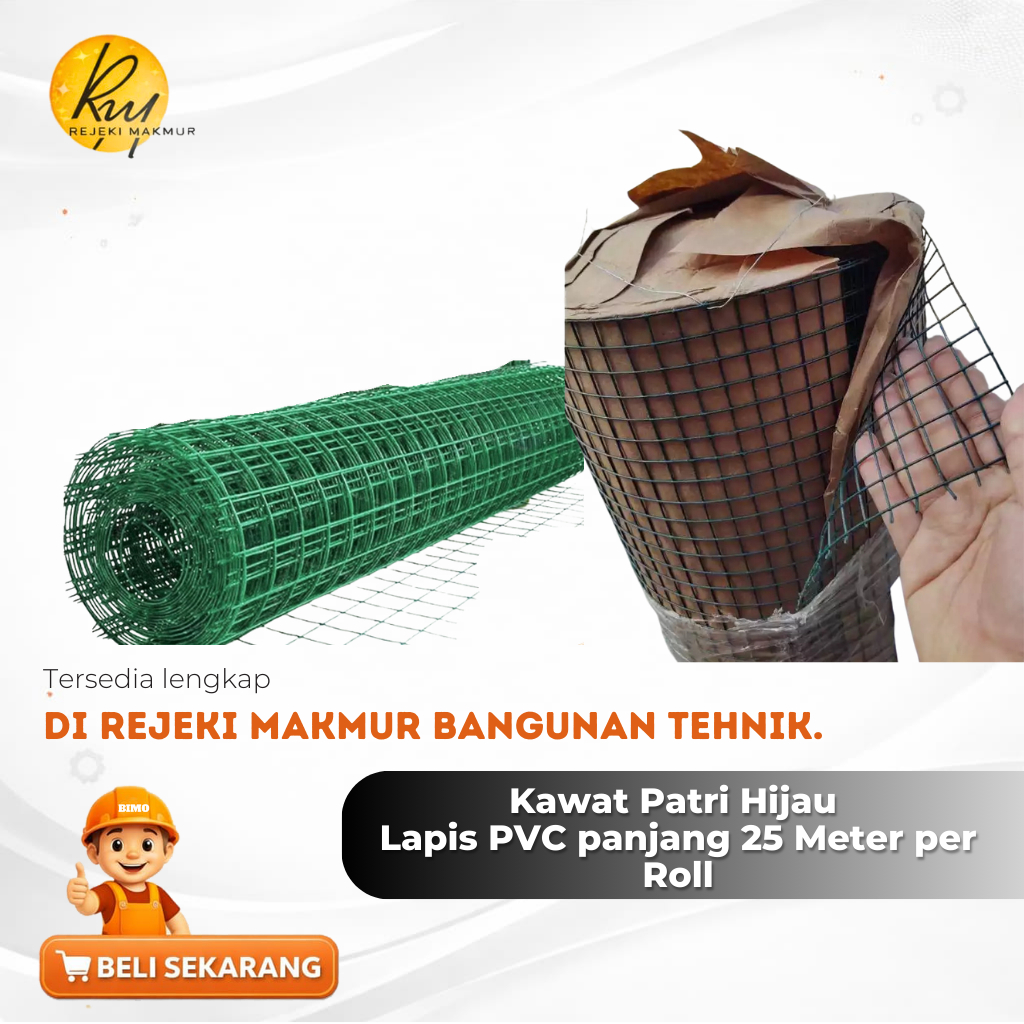 Kawat Patri Hijau/Kawat Patri 1/2"x1 Meter x 25 Meter 30 Kg Roll/Kawat Loket Hijau Lapis PVC