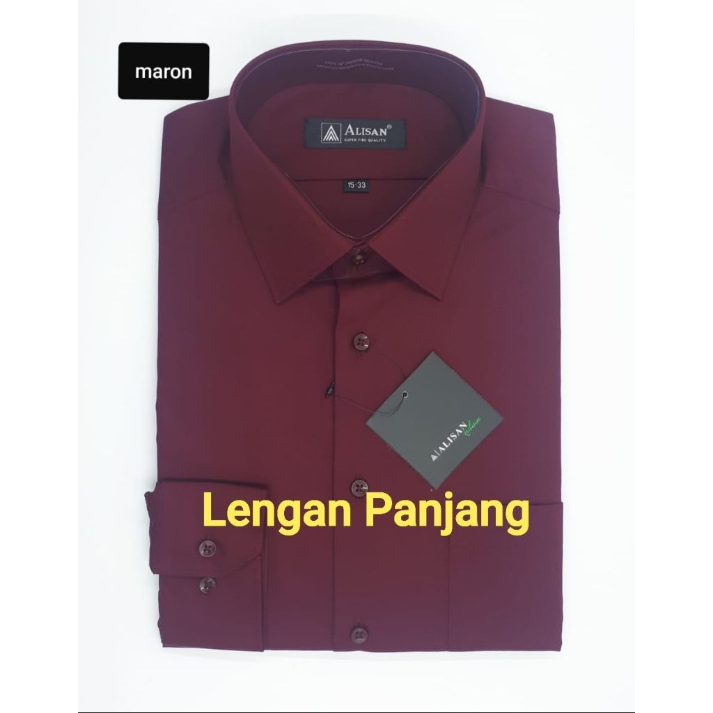 Kemeja Pria Alisan ORIGINAL Maron Reguler Lengan Panjang