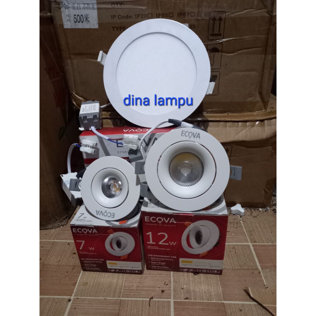 Ecova lampu downlight led 12watt dan 7watt 220volt inbow