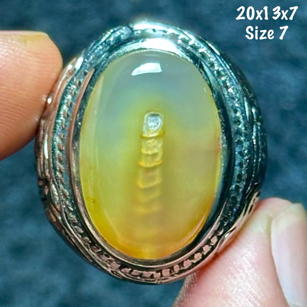 Cincin Batu Akik Natural Baturaja Sodo Lanang Emas Gerigi 3D Aquarium Kristal (asli alam)