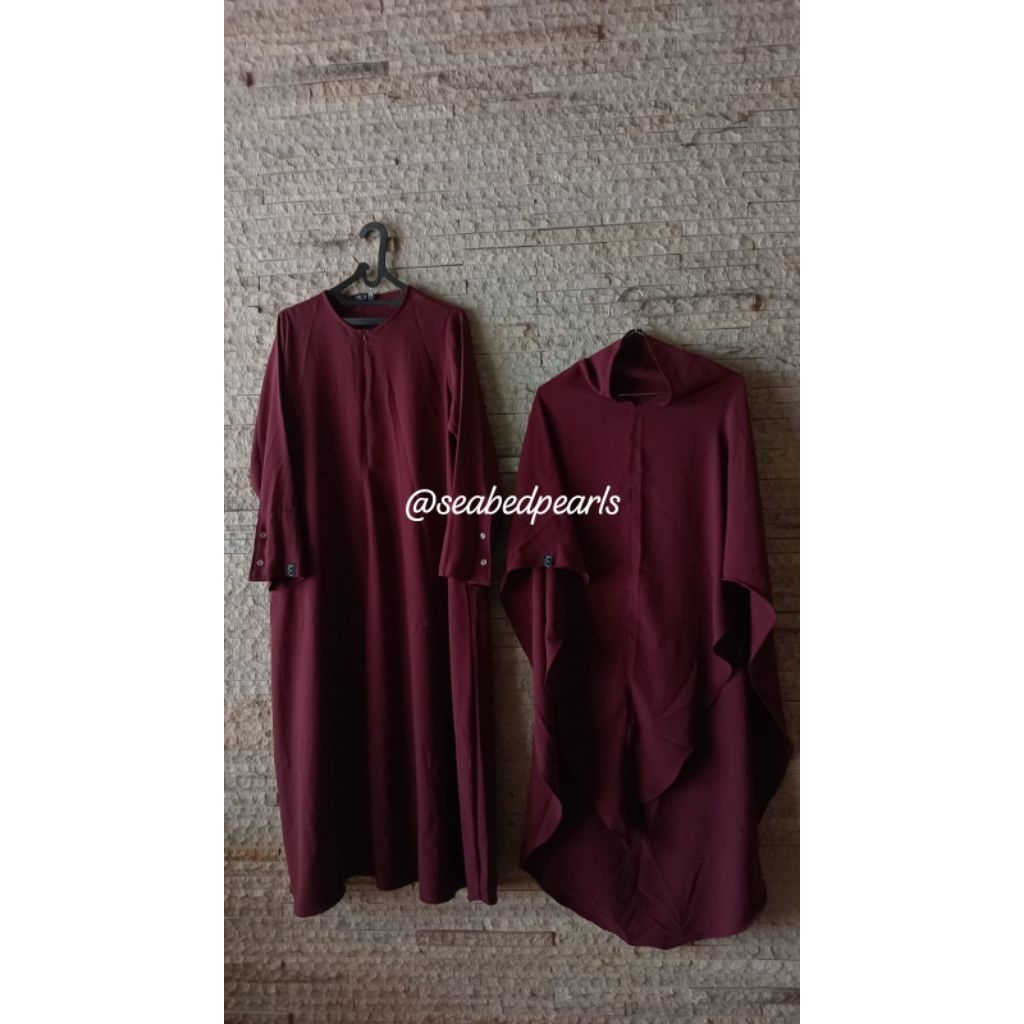 Preloved Aljenna Leyya Dress set Khimar Non Pad Mazen anti UV