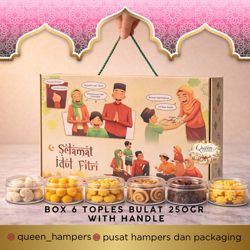 BOX LEBARAN isi 6 toples 250gr kue kering TAS KOTAK IDUL FITRI DUS KUE KERING ISI 6 TOPLES 250gr KOT