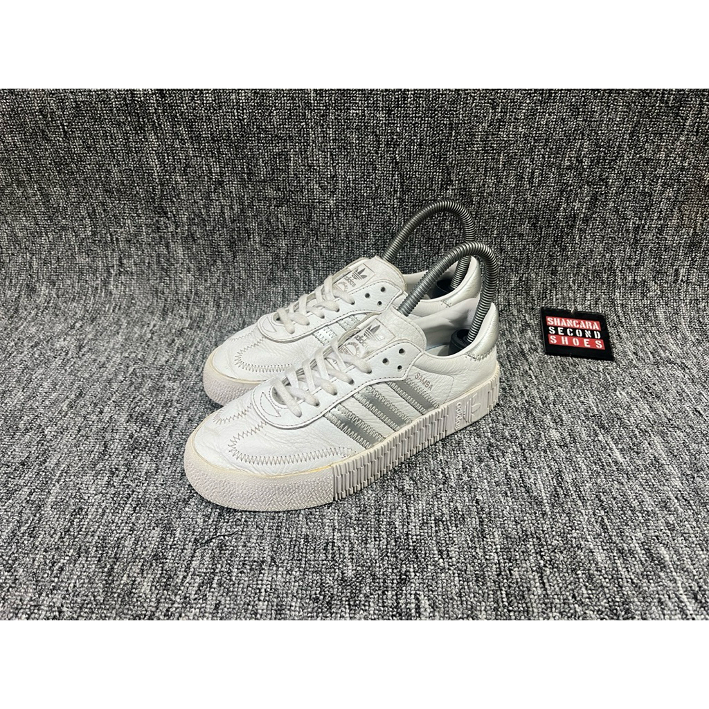 sepatu sneakers adidas sambarose white silver