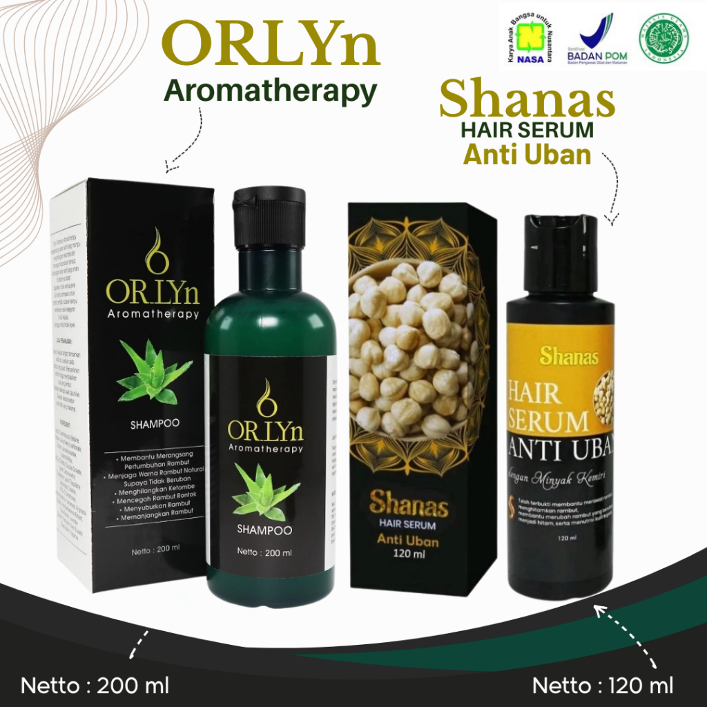 COD / Paket lengkap penghilang uban / shampo penghilang uban / orlyn sampo anti uban / shanas serum 