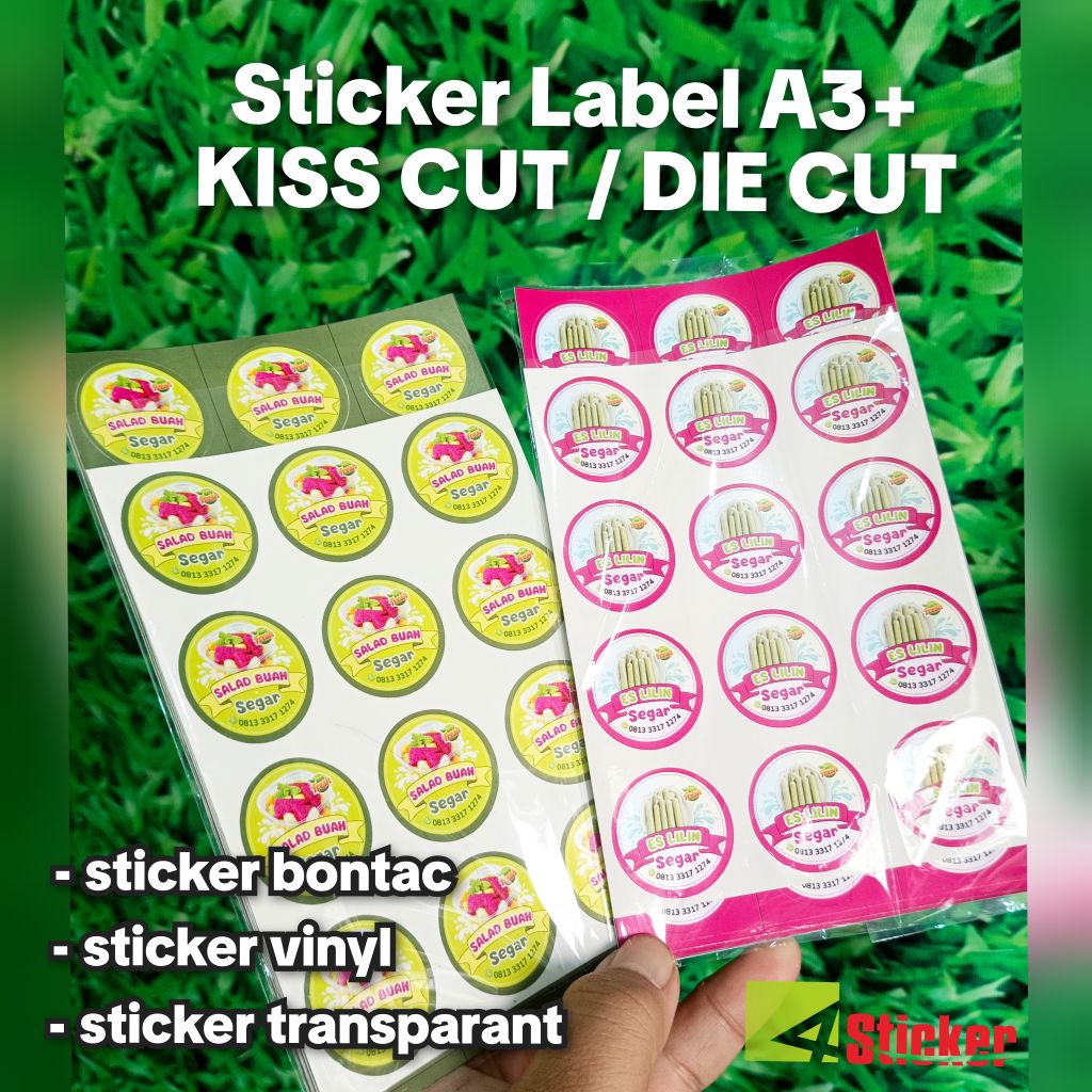 Cetak Sticker Label A3+ / Print & Cut / Kiss Cut & Die Cut