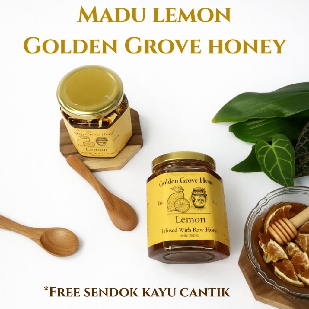 Madu Lemon Golden Grove Honey 250g madu murni dengan lemon kering membantu meredakan sakit tenggorok
