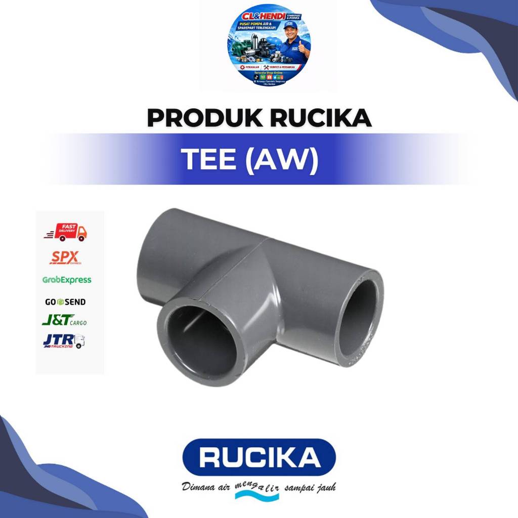 Rucika TEE AW Fitting Pipa PVC Standar AW 5 S.D 8 untuk Sistem Perpipaan Air Bersih