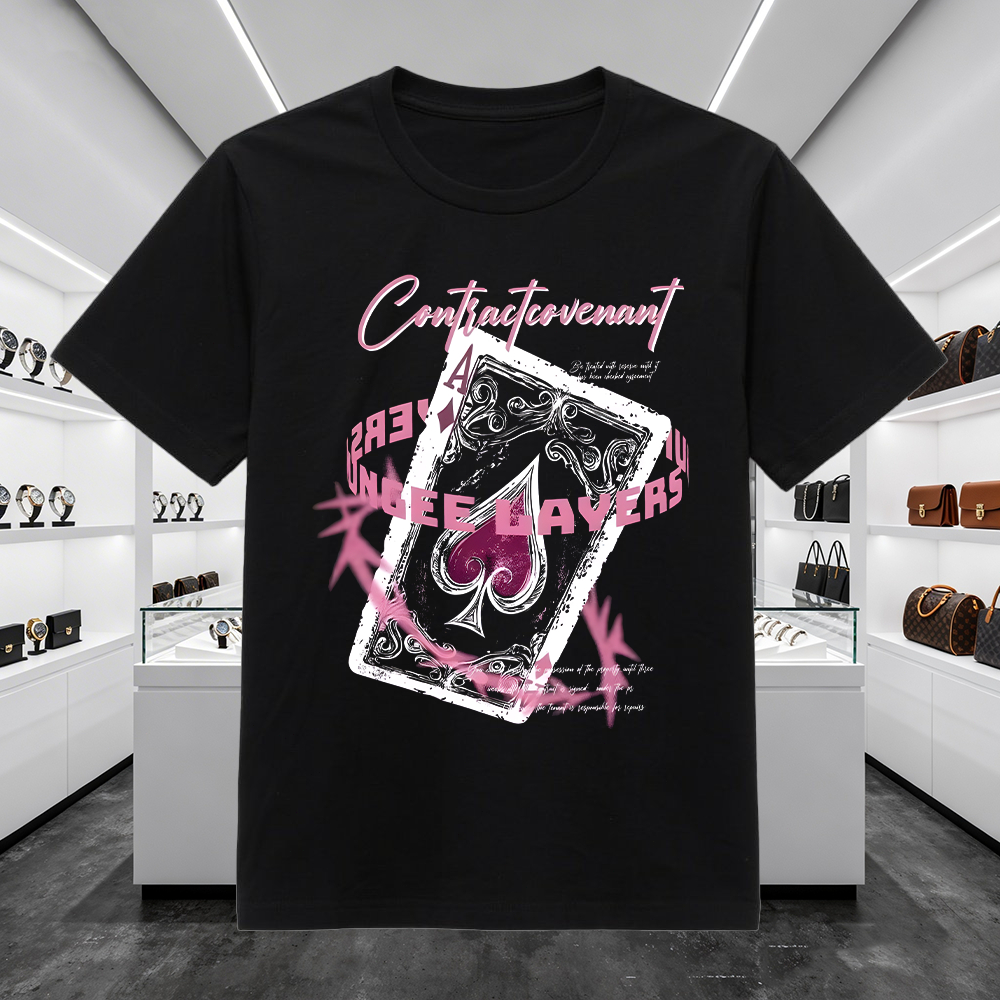 Kaos Distro Motif Kartu Remi Poker - Kaos Polos Katun Combed 280gsm Tebal, Unisex S-5XL Lengan Pende