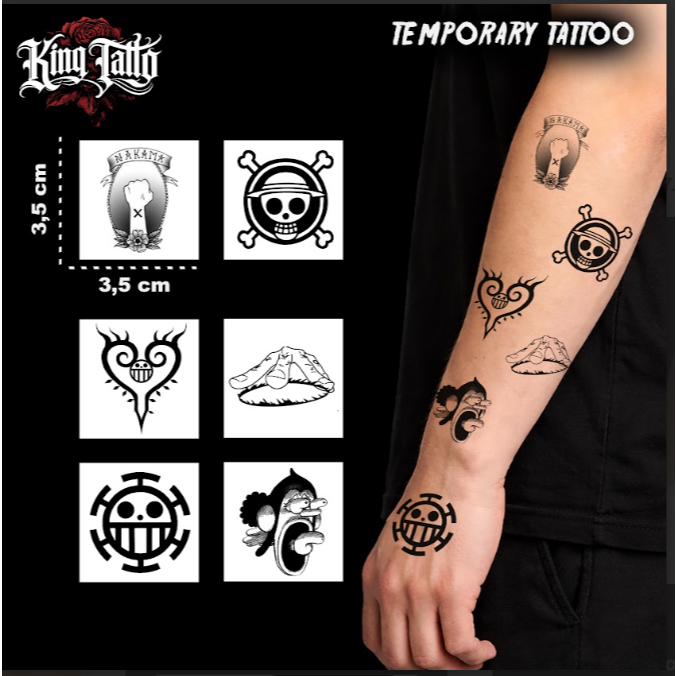Tatto Anime One Piece Tatto Trafagar Law  Tatto Temporary King Tatto 3.5 x 3.5 cm