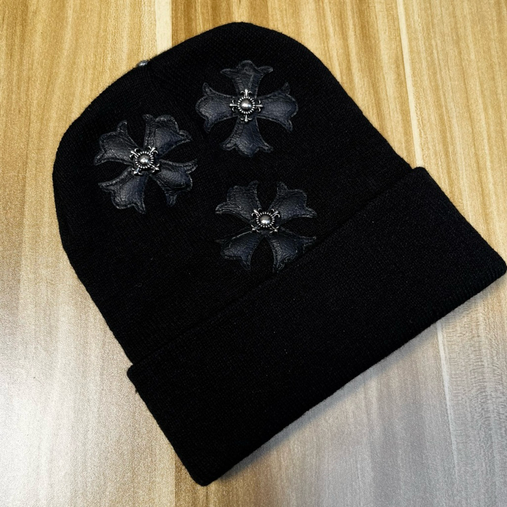 BEANIE CHROME HEARTS BLACK CROSS