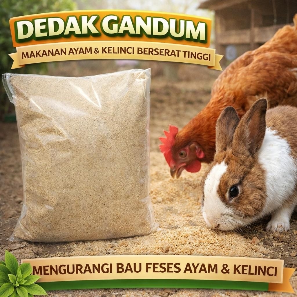 DEDAK 1 KG - Makanan Ternak Pakan Ayam Bebek Kelinci Entog Angsa Sapi Kambing