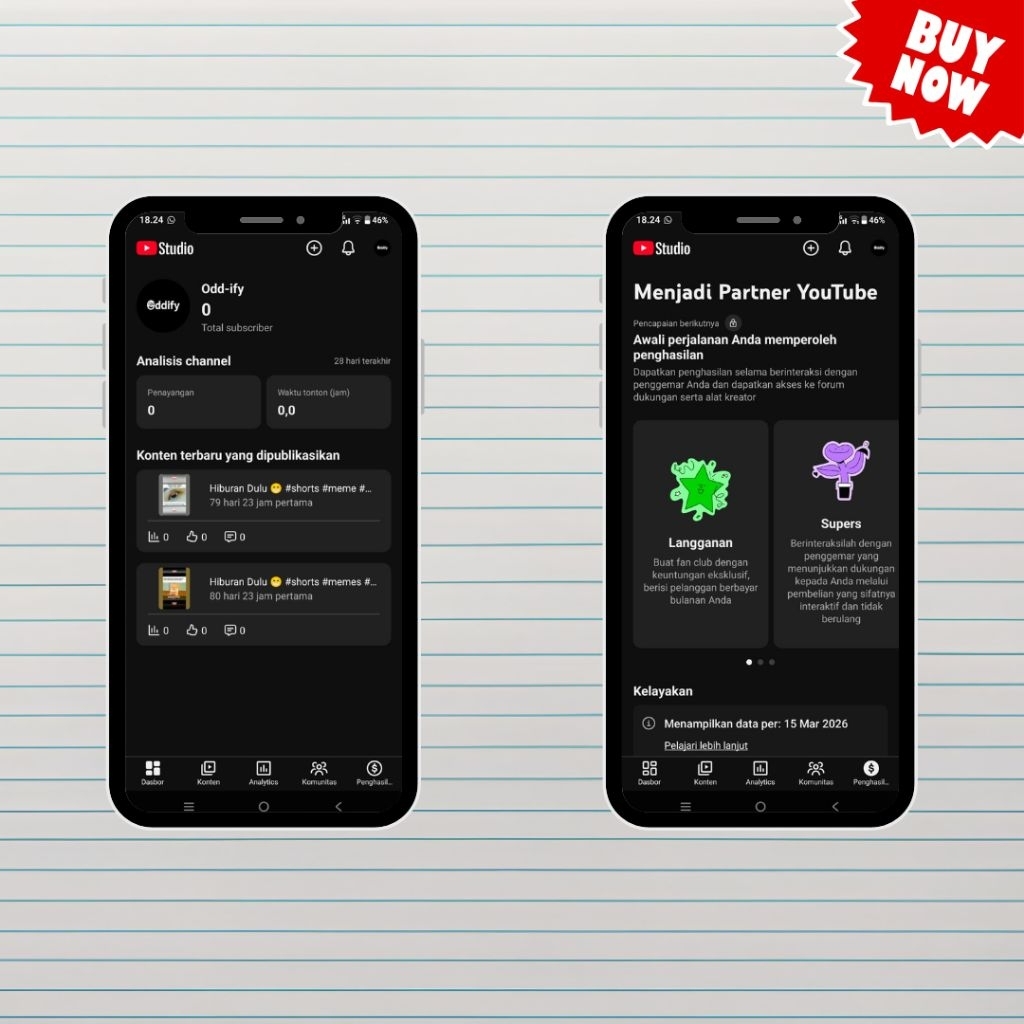 Channel Youtube Kosongan Belum Monetisasi