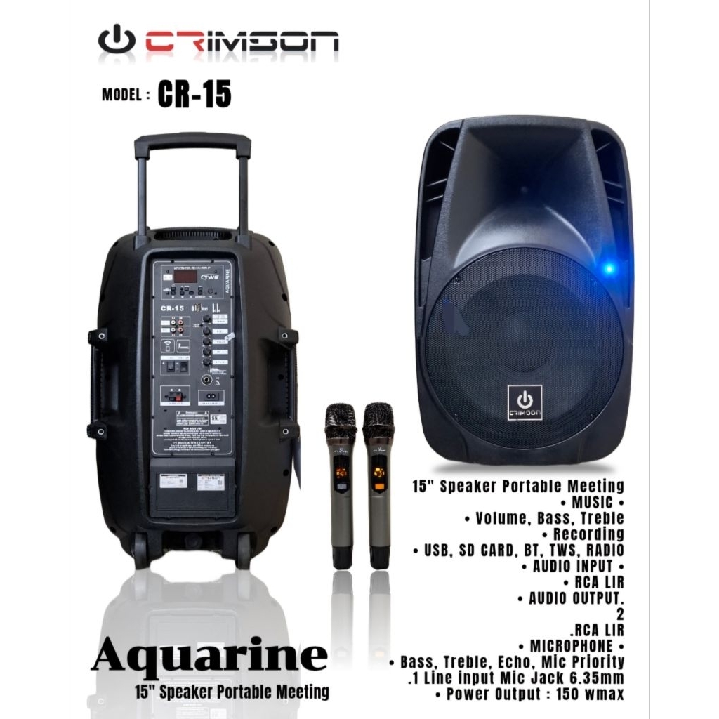 Speaker Portable Meeting Crimson CR-15 15 Inch Wireless Series