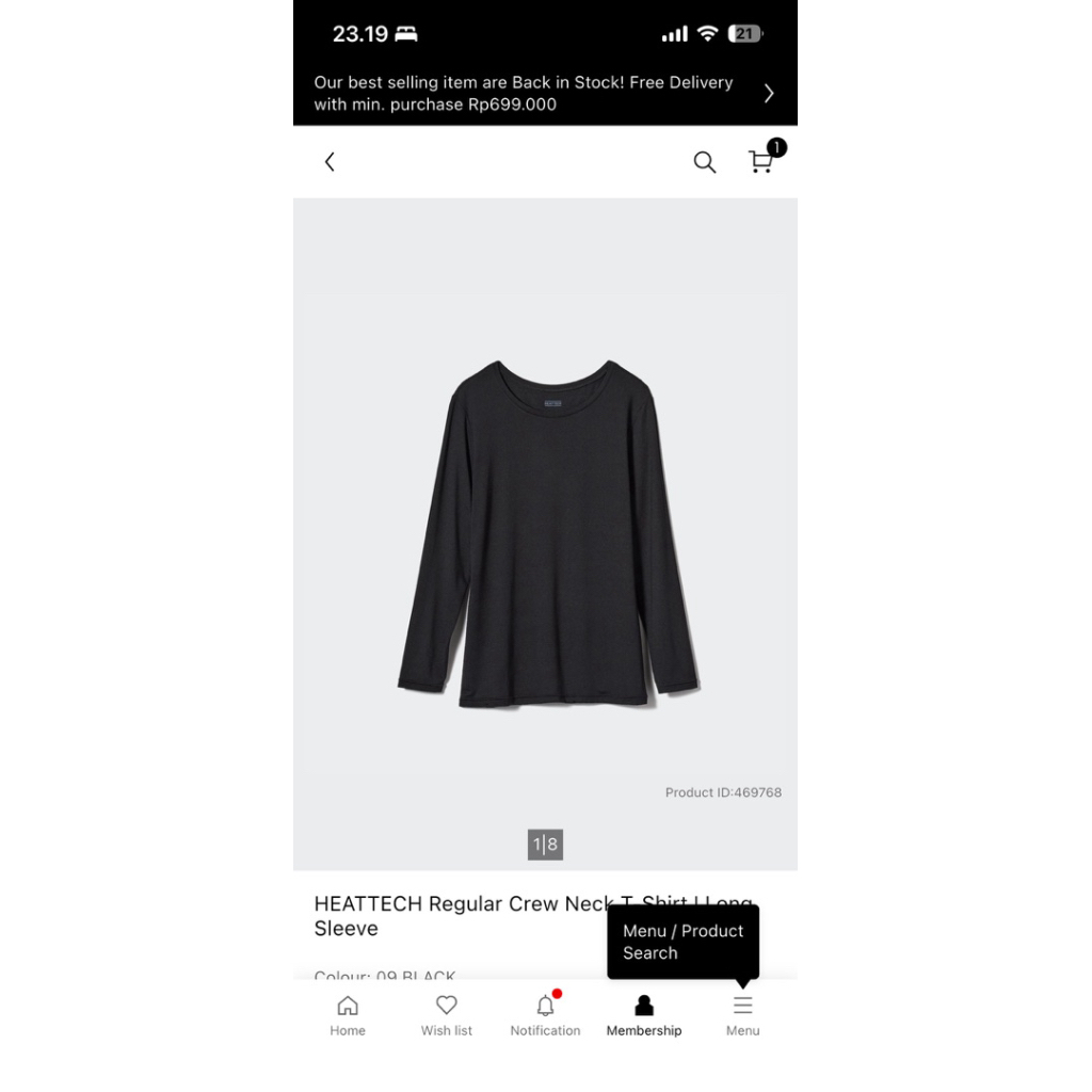 Preloved Uniqlo Heattech Regular Dark Grey