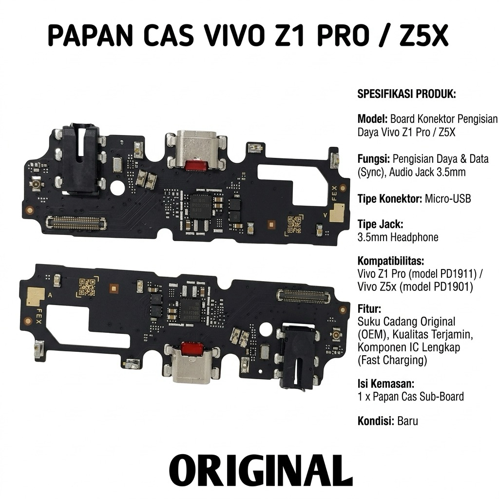 CONNECTOR CHARGER VIVO Z1 PRO / Z5X ORI + IC PAPAN KONEKTOR CAS PCB BOARD VIVO Z1PRO / Z5X ORI + IC