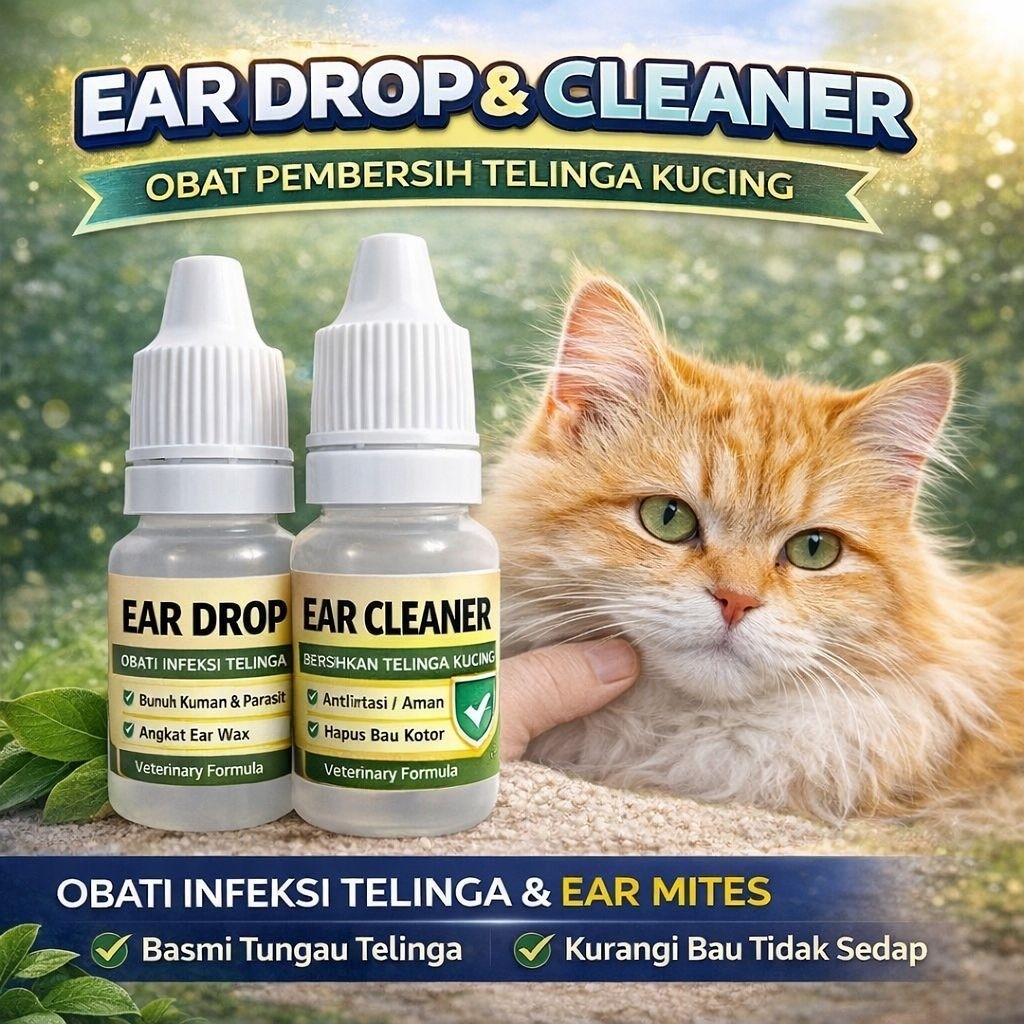 EAR DROP - Obat Tetes Telinga Anjing Kucing Kelinci Radang Telinga Luka Telinga Earmites Telinga Bau