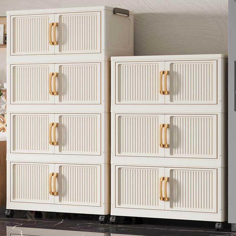 Lemari Plastik Lipat/Lemari Plastik Tanpa Pasang/Lemari Susun Plastik/Lemari Plastik Roda Universal