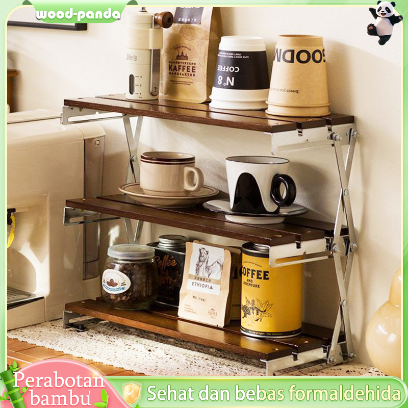 Rak Dapur Rak Dapur Bambu Rak Bumbu Botol Bumbu Rak Tempat Gelas Rak Penyimpanan Lipat