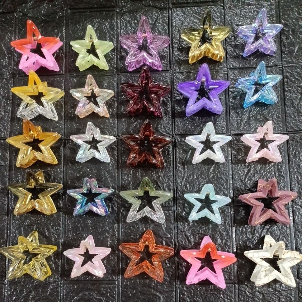 jepit rambut / jepitan salon rambut motif bintang ukuran 7 & 8 cm isi 12 pcs