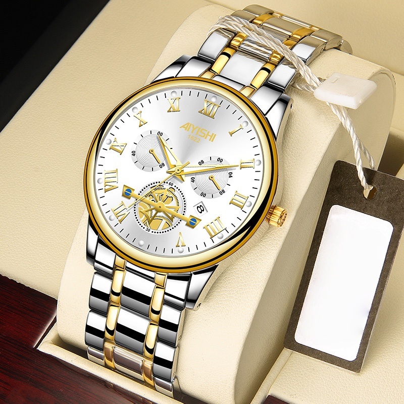 AIYISHI Automatic Quartz Men's Watch, Swiss Style Student Watch, Waterproof with Calendar, Luxury Ha