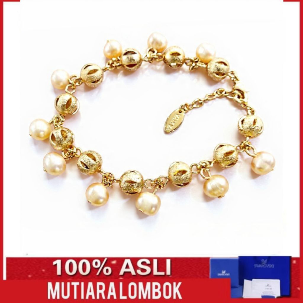 Gelang Mutiara Lombok Asli Perhiasan Wanita Gelang Mutiara Tawar Jewellery Gelang Rhodium Lapis Emas