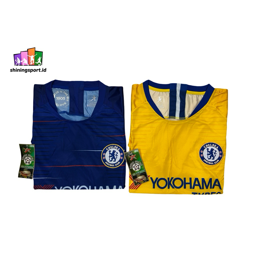 Jersey Bola Dewasa Retro Vintage Chelsea Home 2018-2020 All Size Fit To XL 7 Stars 100% Polyester
