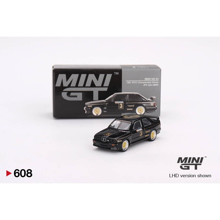 MINI GT NO. 608 BMW M3 #3 1987 ATCC CHAMPIONSHIP WINNER JPS TEAM BMW (BOX)