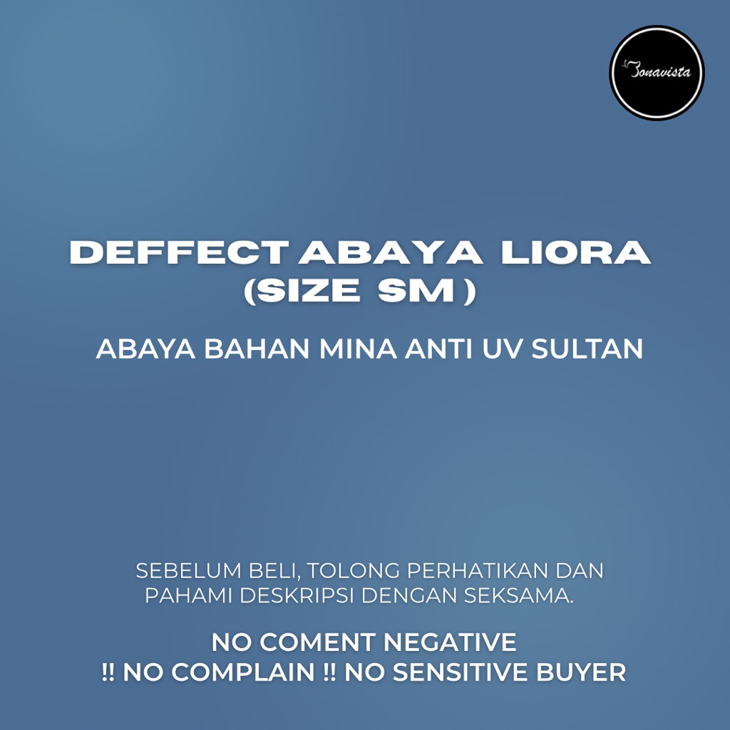 Bonavista -  DEFFECT ABAYA LIORA (SIZE SM)  Abaya mina anti uv abaya sultan Abaya mina by sultan