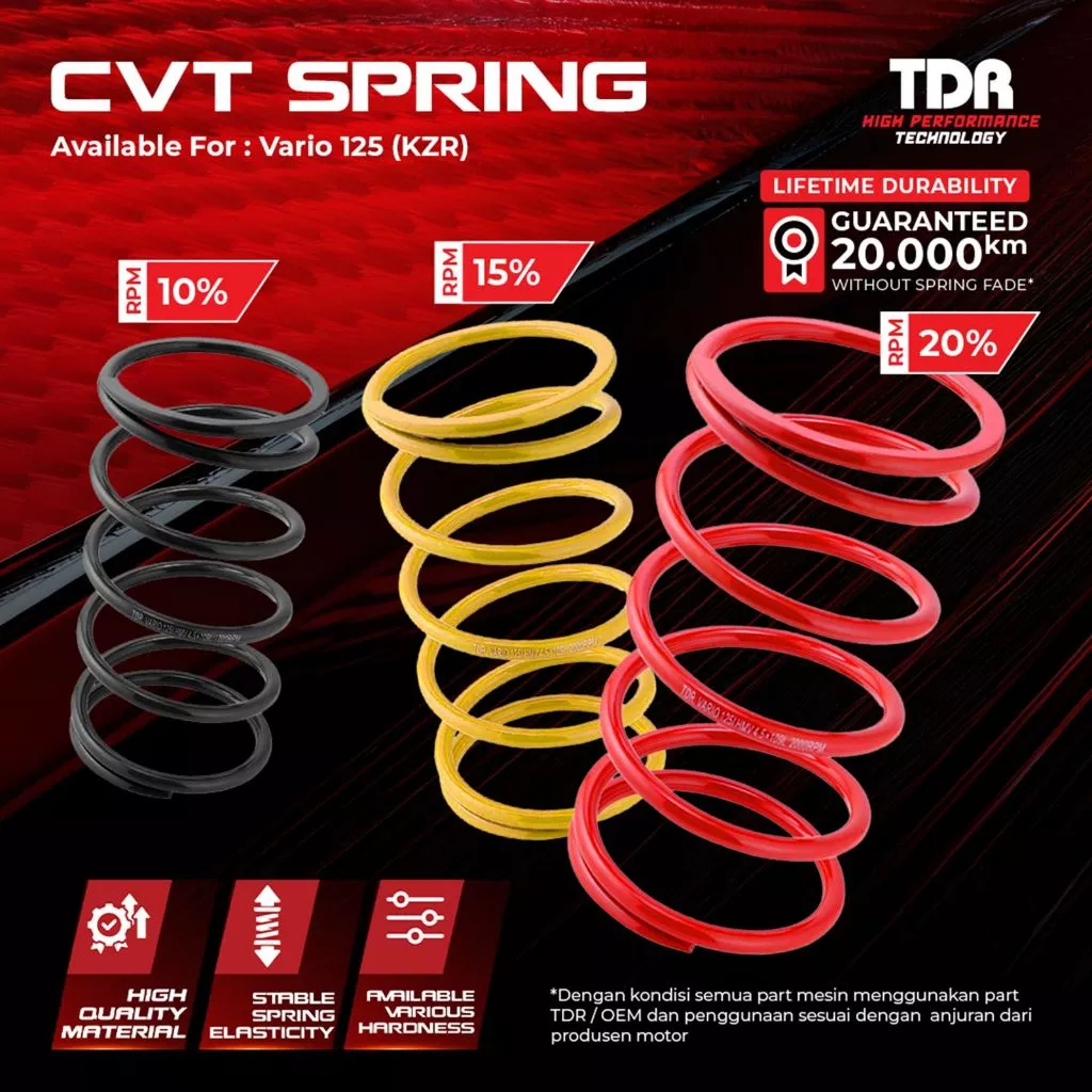 Per CVT TDR Racing Vario 125 Fi Old (KZR) | CVT Spring Racing 1000 / 1500 / 2000 RPM | Upgrade Aksel