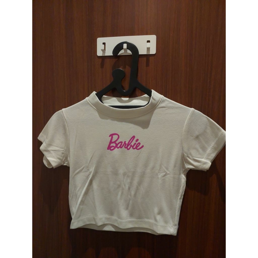 Crop Top Tulisan Barbie (Preloved)