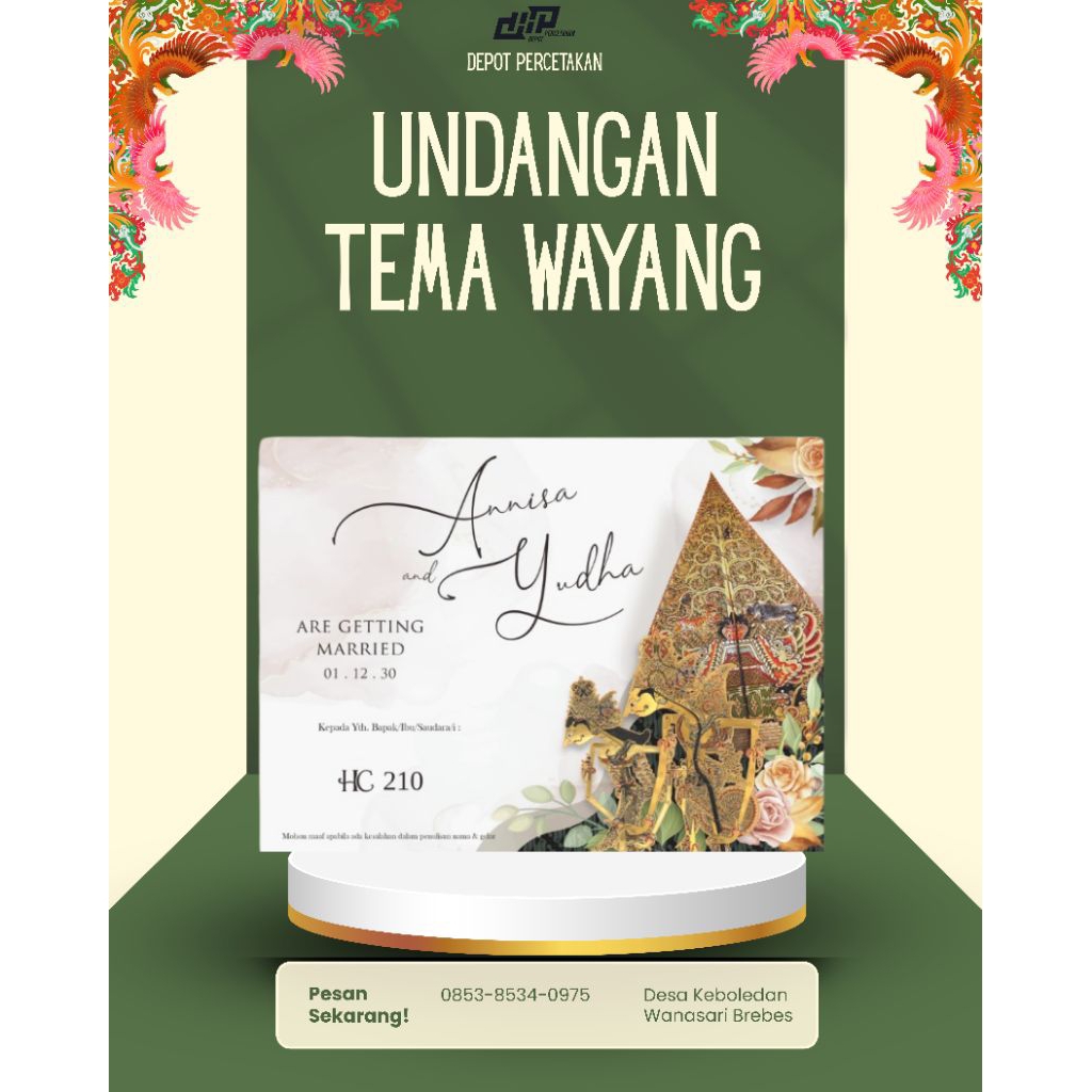 Cetak Undangan Pernikahan Murah Tema Wayang