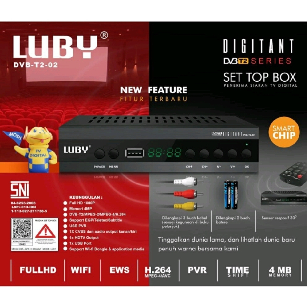 Set Top Box Luby 02 RECEIVER TV DIGITAL SET TOP BOX LUBY FULL HD DVB-T2-02 STB DVBT2 LUBY