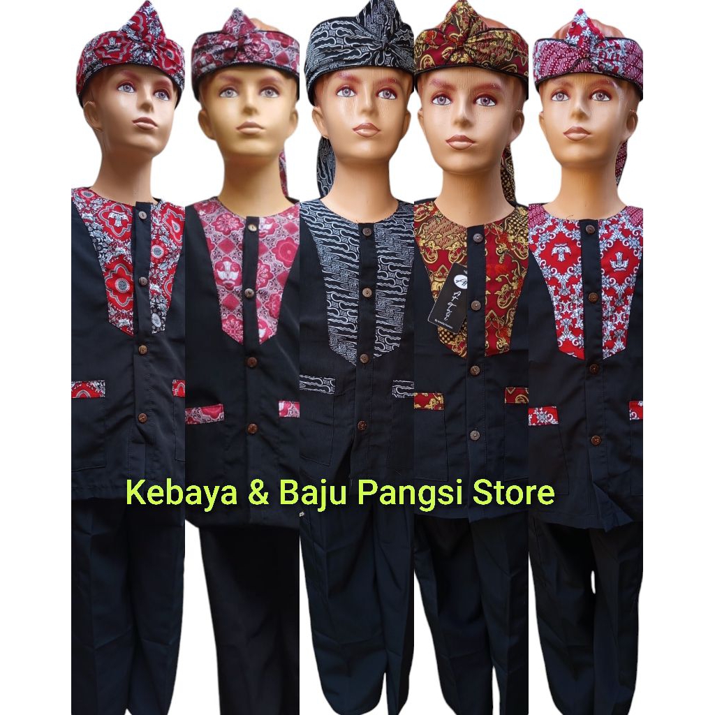 Stelan baju pangsi anak laki laki/baju adat sunda batik dada