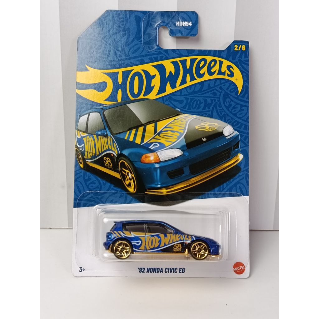 Hot Wheels '92 Honda Civic EG "Estilo" Blue & Gold Series - JDM Hatchback
