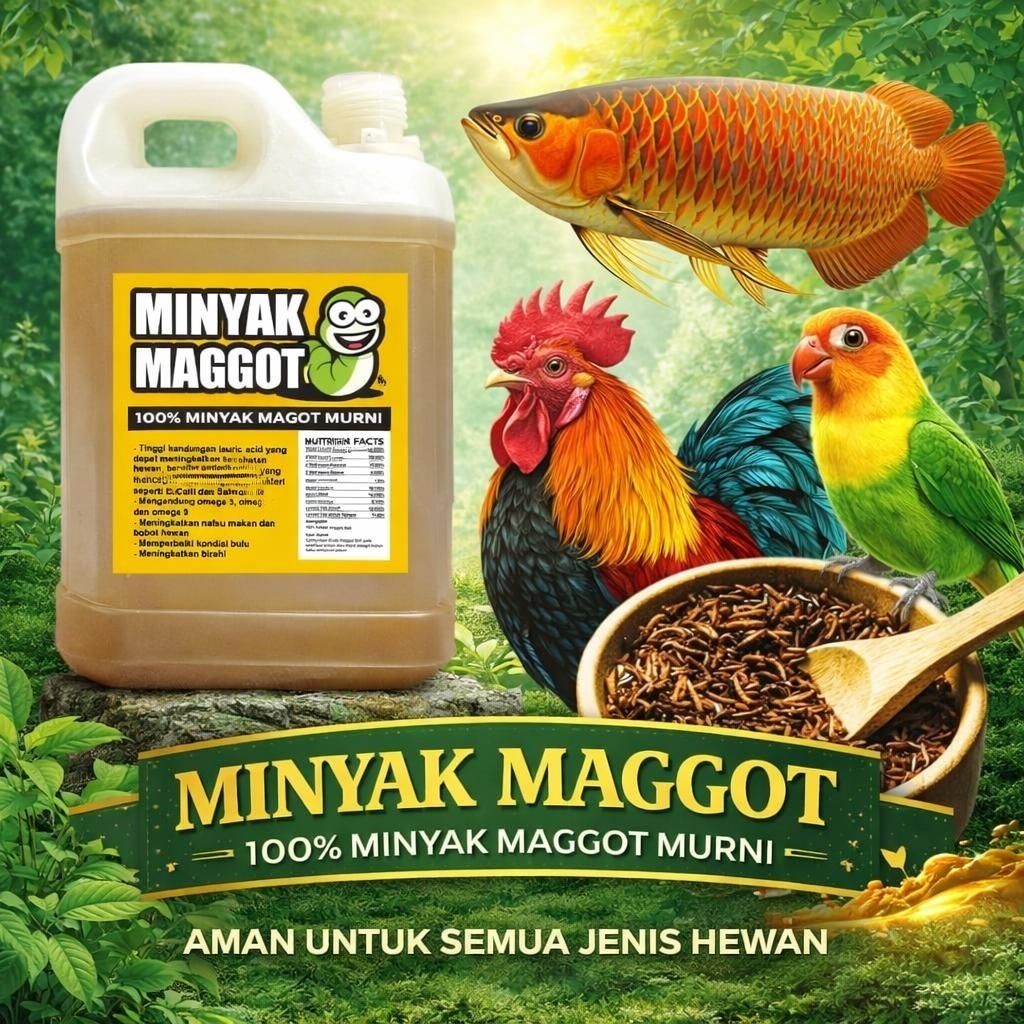 Minyak BSF Maggot Oil 1 LITER - PREMIUM Crude Oil BSF Arwana, Channa, Koi, Murai, Ayam, Louhan, Love