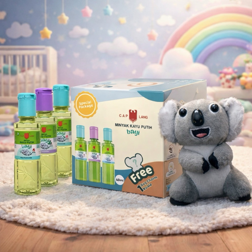 paket special pack minyak kayu putih bayi isi 3pcs free boneka koala
