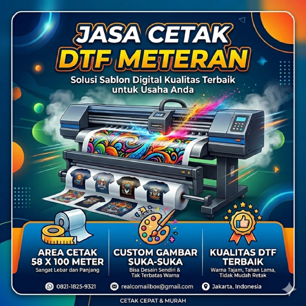 Print DTF Meteran / Cetak Sablon DTF Meteran Lucu Aksesoris Stiker baju DTF Ukuran A4 A3 A7 A5