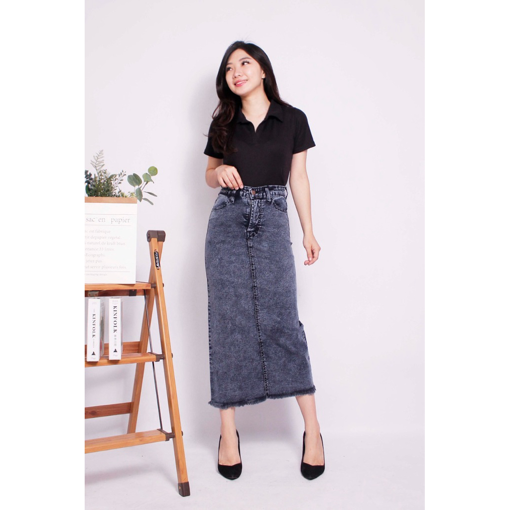(COD)Rok Span Rawis |Jumbo Bigsize | Rok Span Panjang | Rok Jeans Maxi |Rok Jeans Panjang | Rok Jean