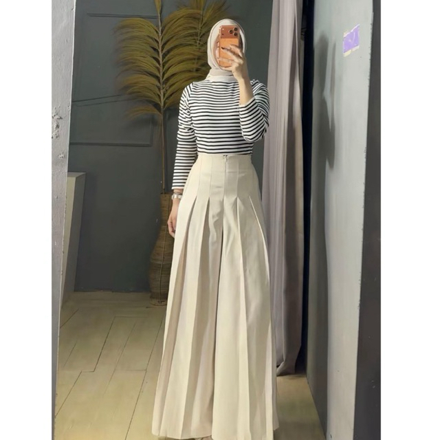 SixTeen-Lavie Pants - Culote Palazzo Highwaist Celana Panjang Wanita - Celana Fashion Muslim Wanita 