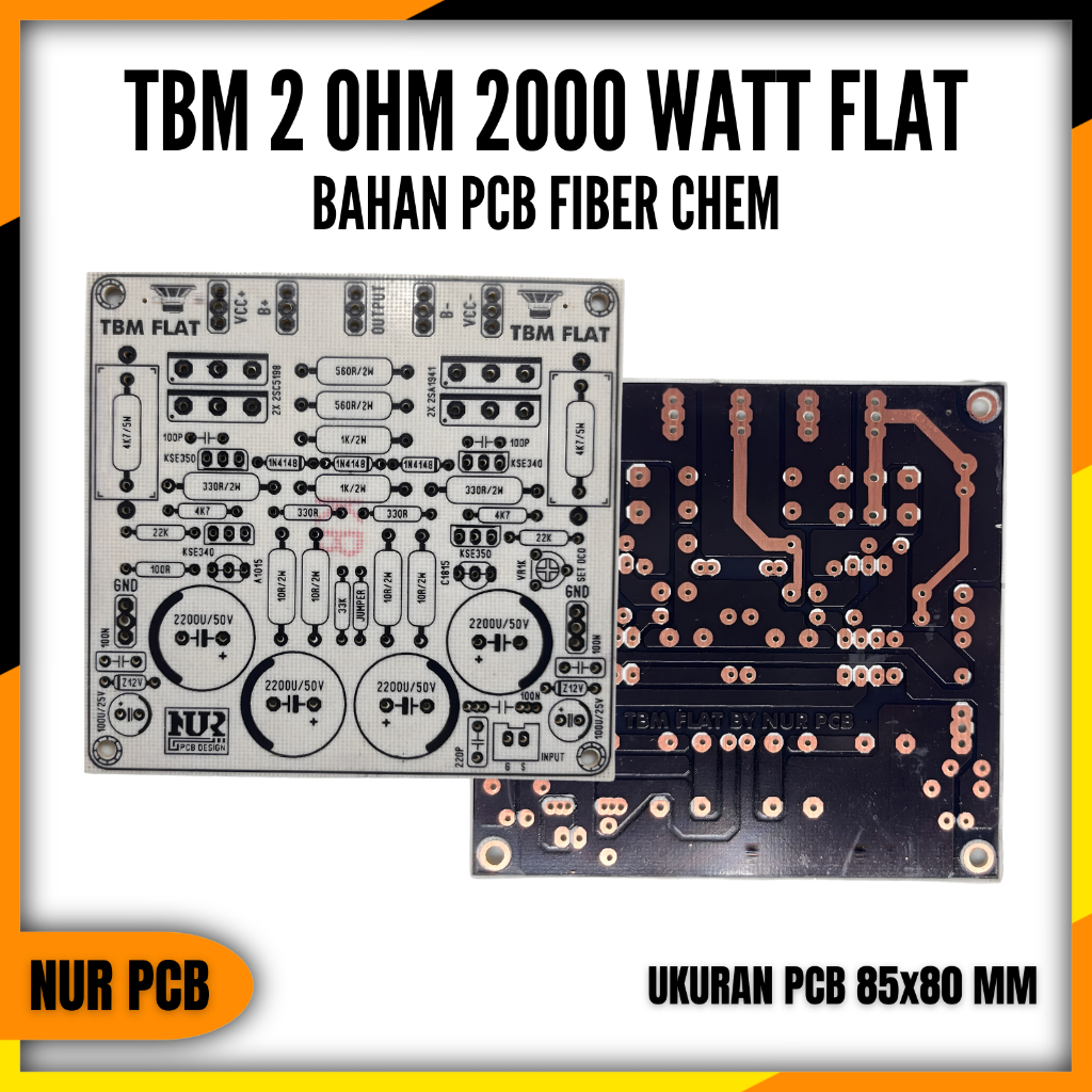 PCB Driver Power Amplifier TBM Flat 2 Ohm 2000W 32-90VAC 8.5x8cm PA-063