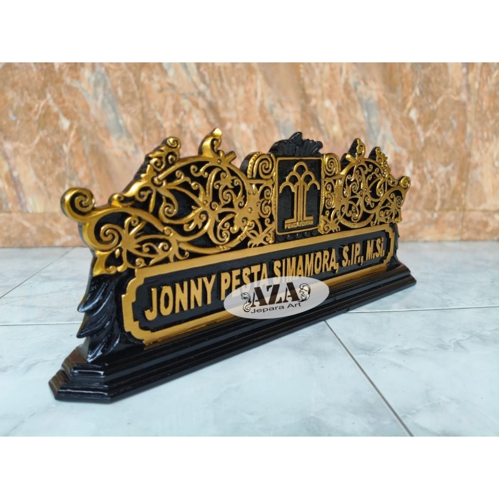 PAPAN NAMA / PAPAN NAMA MEJA UKIR / PAPAN NAMA MEJA KANTOR / PAPAN NAMA UKIR KHAS SUKU DAYAK / PAPAN